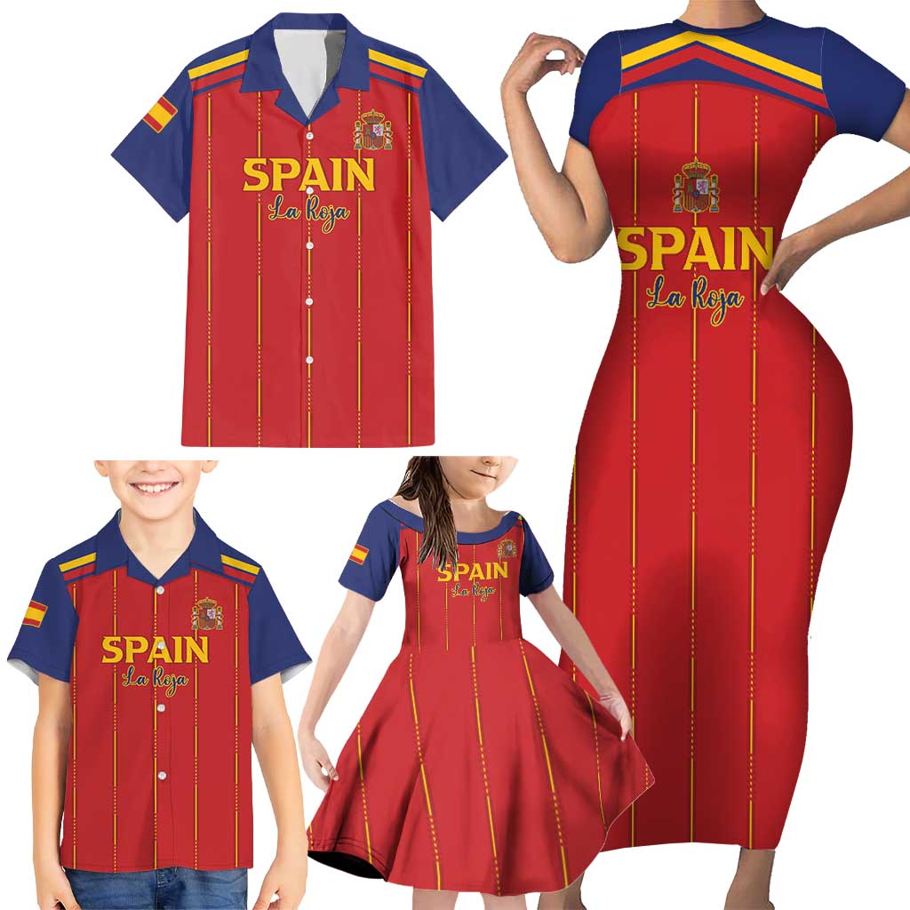 Custom Spain Football 2026 Family Matching Short Sleeve Bodycon Dress and Hawaiian Shirt Go Champions La Roja - Wonder Print Shop