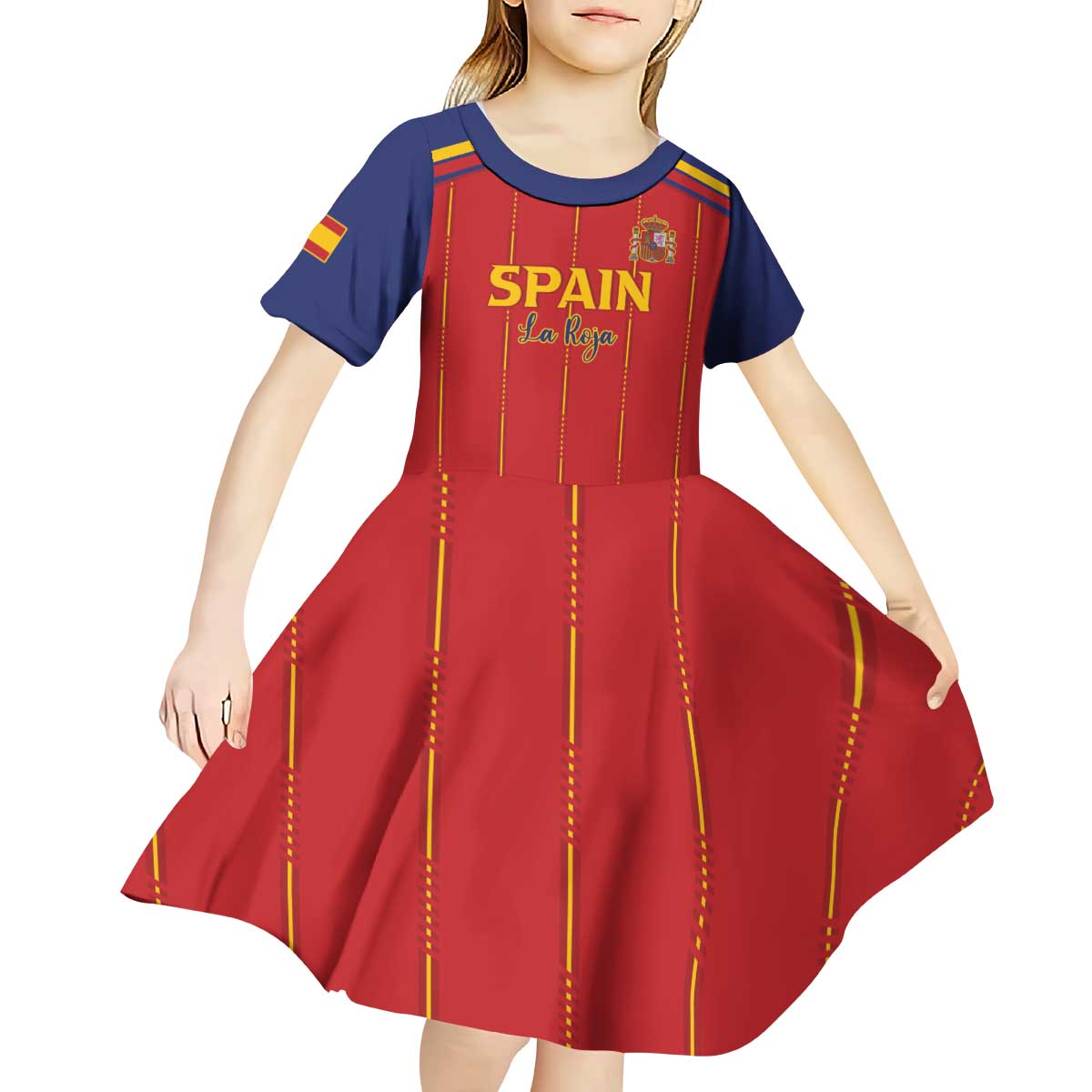 Custom Spain Football 2026 Kid Short Sleeve Dress Go Champions La Roja - Wonder Print Shop