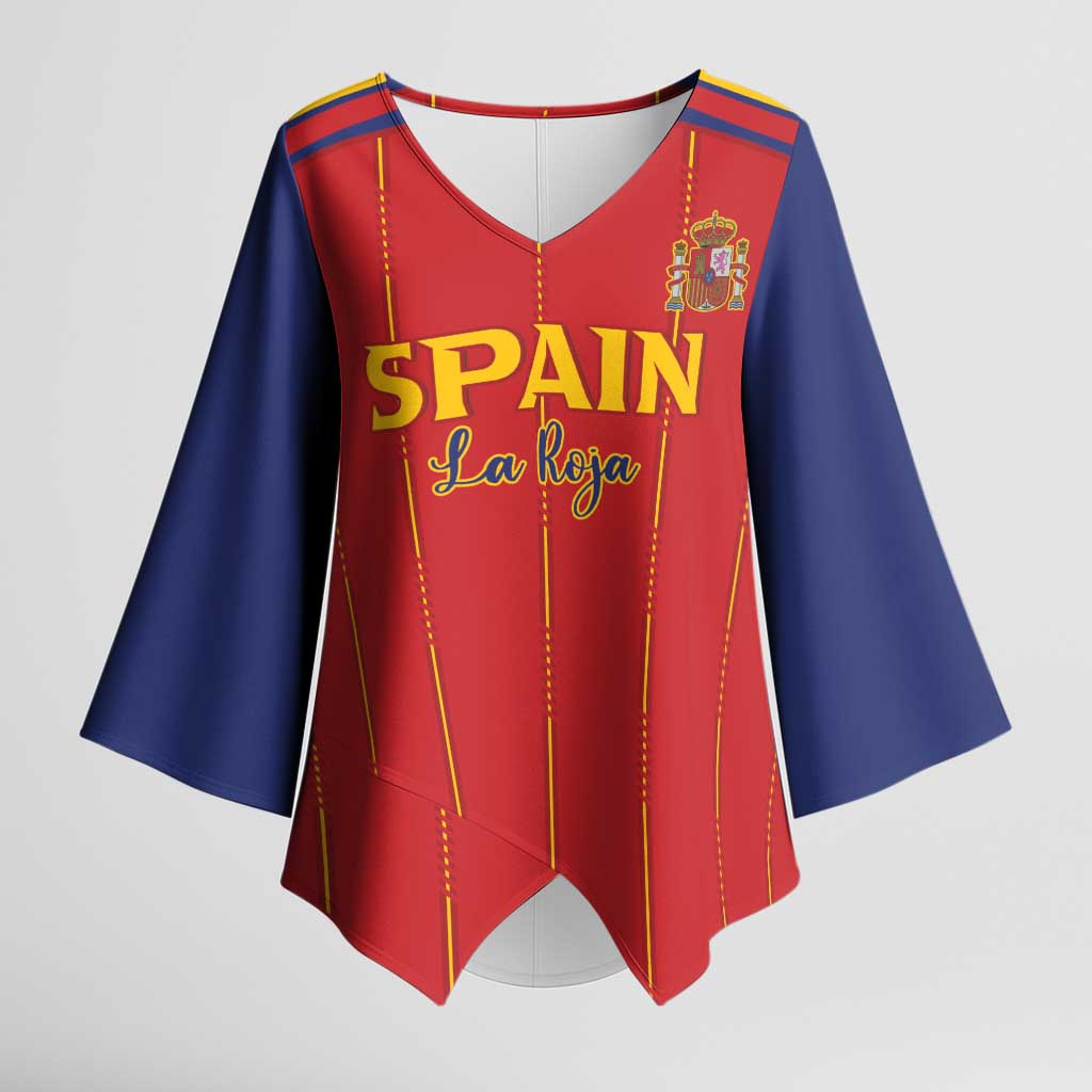 Custom Spain Football 2026 Kimono Sleeve Blouse Go Champions La Roja - Wonder Print Shop