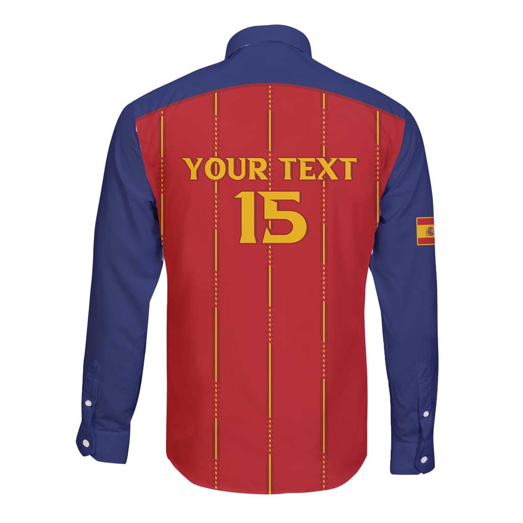 Custom Spain Football 2026 Long Sleeve Button Shirt Go Champions La Roja - Wonder Print Shop