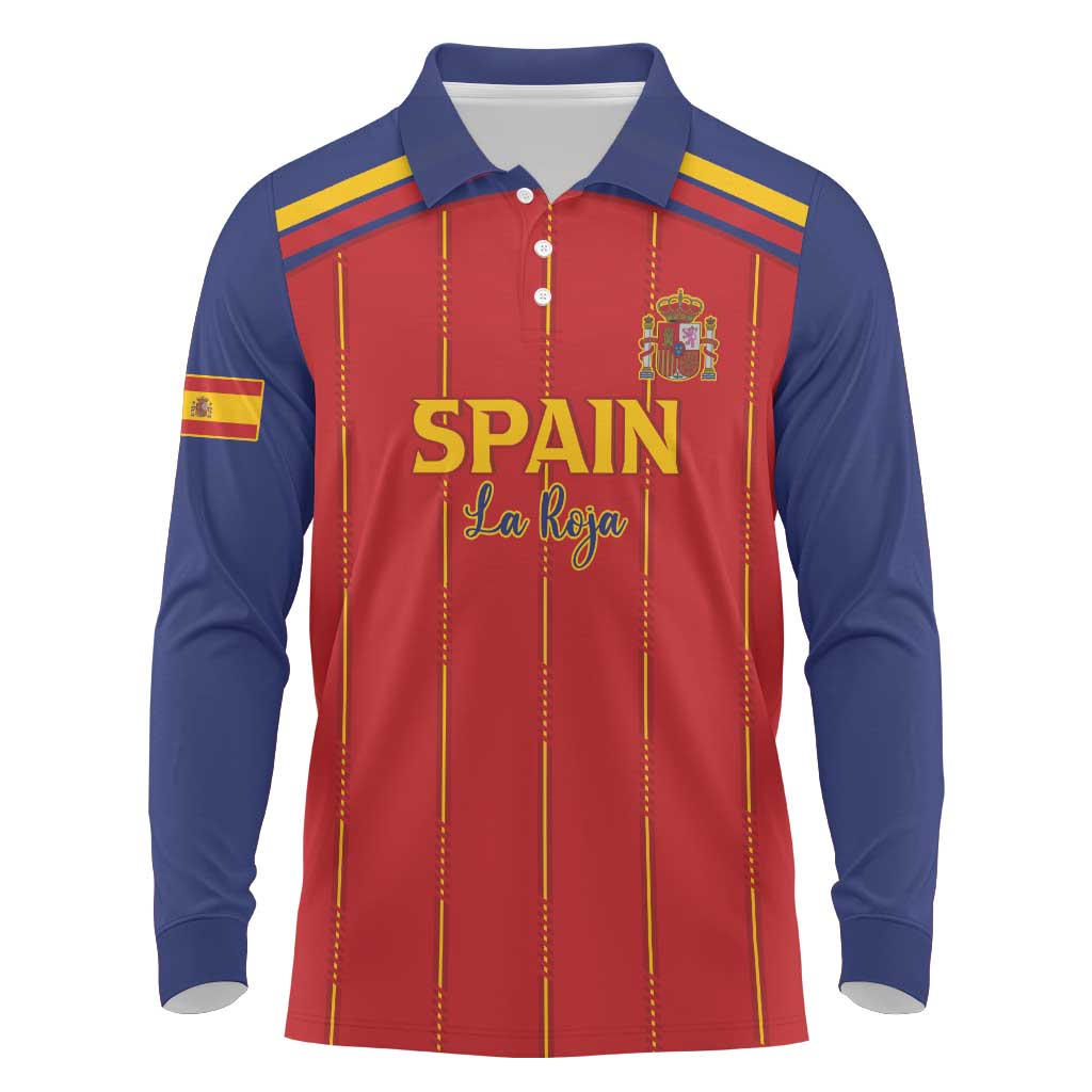 Custom Spain Football 2026 Long Sleeve Polo Shirt Go Champions La Roja - Wonder Print Shop