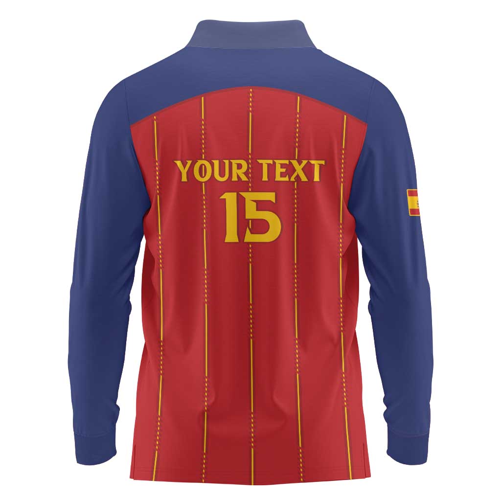 Custom Spain Football 2026 Long Sleeve Polo Shirt Go Champions La Roja - Wonder Print Shop