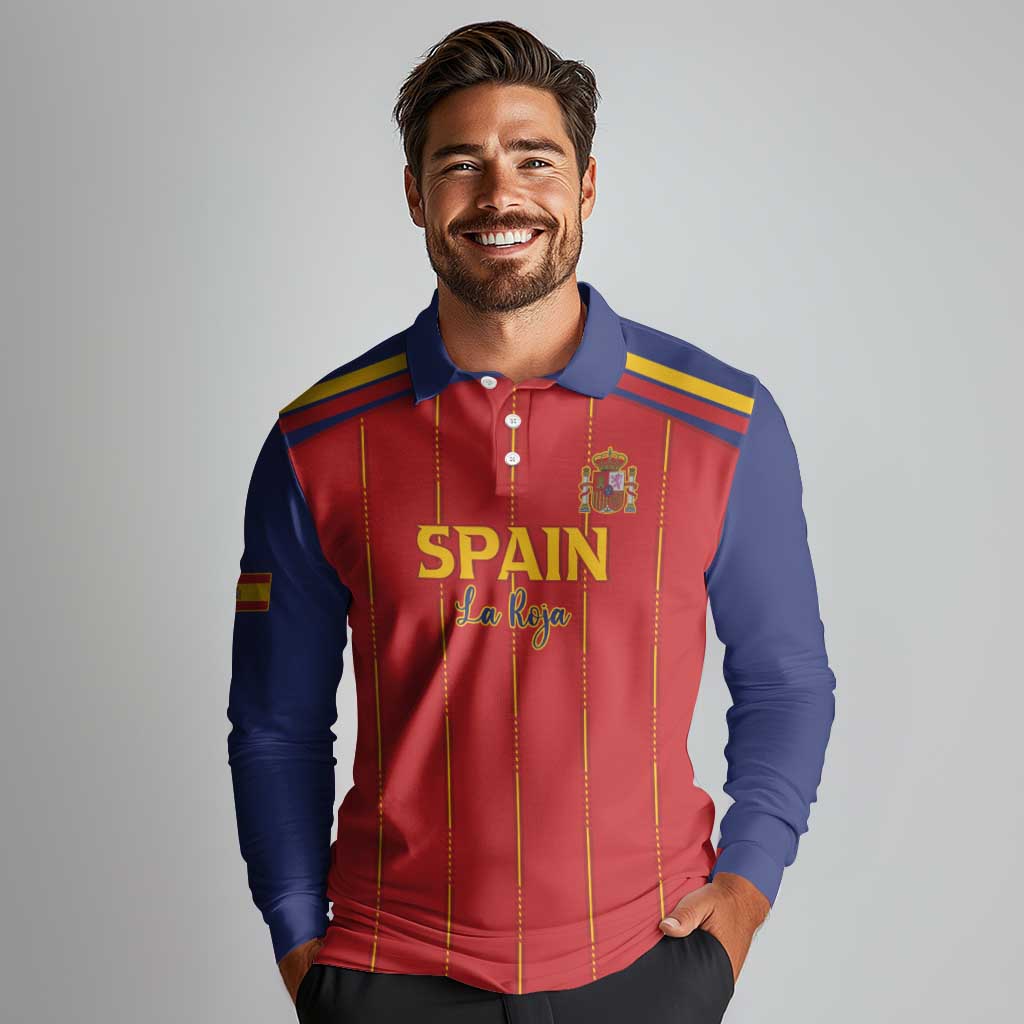 Custom Spain Football 2026 Long Sleeve Polo Shirt Go Champions La Roja - Wonder Print Shop