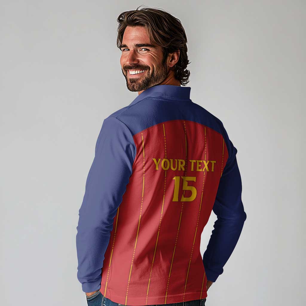 Custom Spain Football 2026 Long Sleeve Polo Shirt Go Champions La Roja - Wonder Print Shop