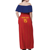 Custom Spain Football 2026 Off Shoulder Maxi Dress Go Champions La Roja - Wonder Print Shop