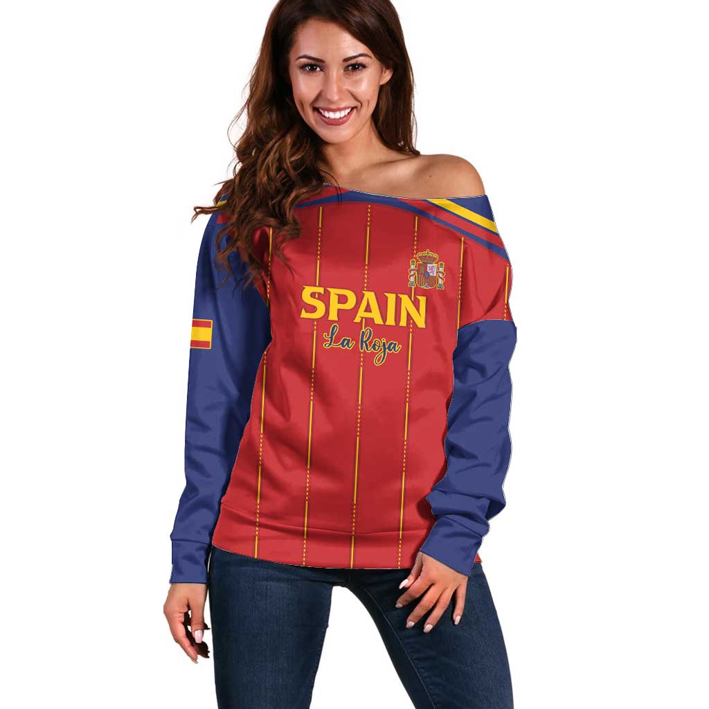 Custom Spain Football 2026 Off Shoulder Sweater Go Champions La Roja - Wonder Print Shop