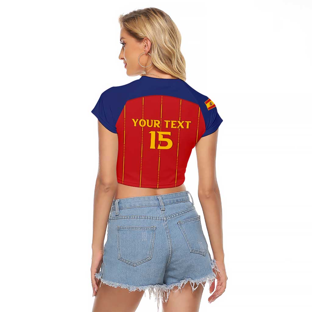 Custom Spain Football 2026 Raglan Cropped T Shirt Go Champions La Roja - Wonder Print Shop