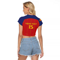 Custom Spain Football 2026 Raglan Cropped T Shirt Go Champions La Roja - Wonder Print Shop