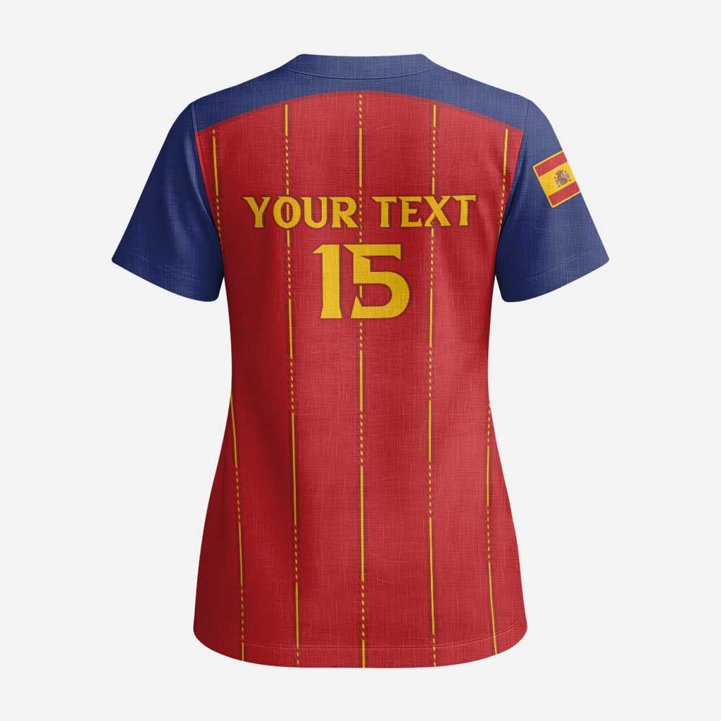 Custom Spain Football 2026 Scrub Top Go Champions La Roja - Wonder Print Shop