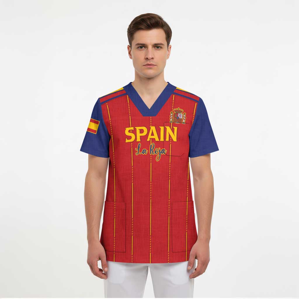 Custom Spain Football 2026 Scrub Top Go Champions La Roja - Wonder Print Shop