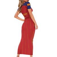 Custom Spain Football 2026 Short Sleeve Bodycon Dress Go Champions La Roja - Wonder Print Shop