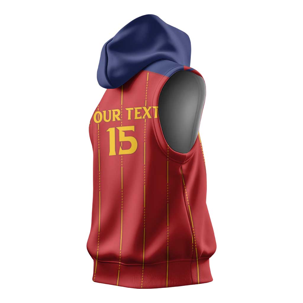 Custom Spain Football 2026 Sleeveless Hoodie Go Champions La Roja - Wonder Print Shop
