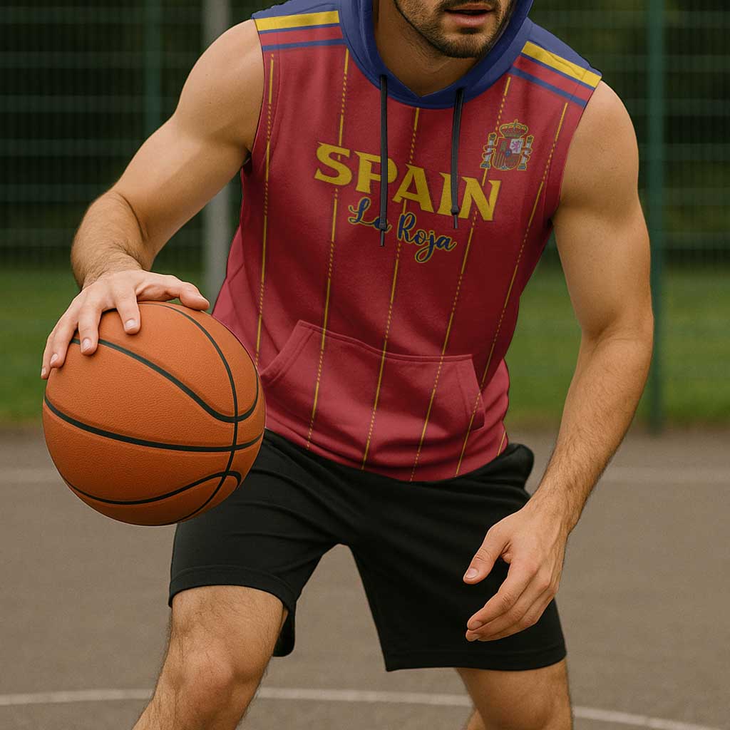 Custom Spain Football 2026 Sleeveless Hoodie Go Champions La Roja - Wonder Print Shop