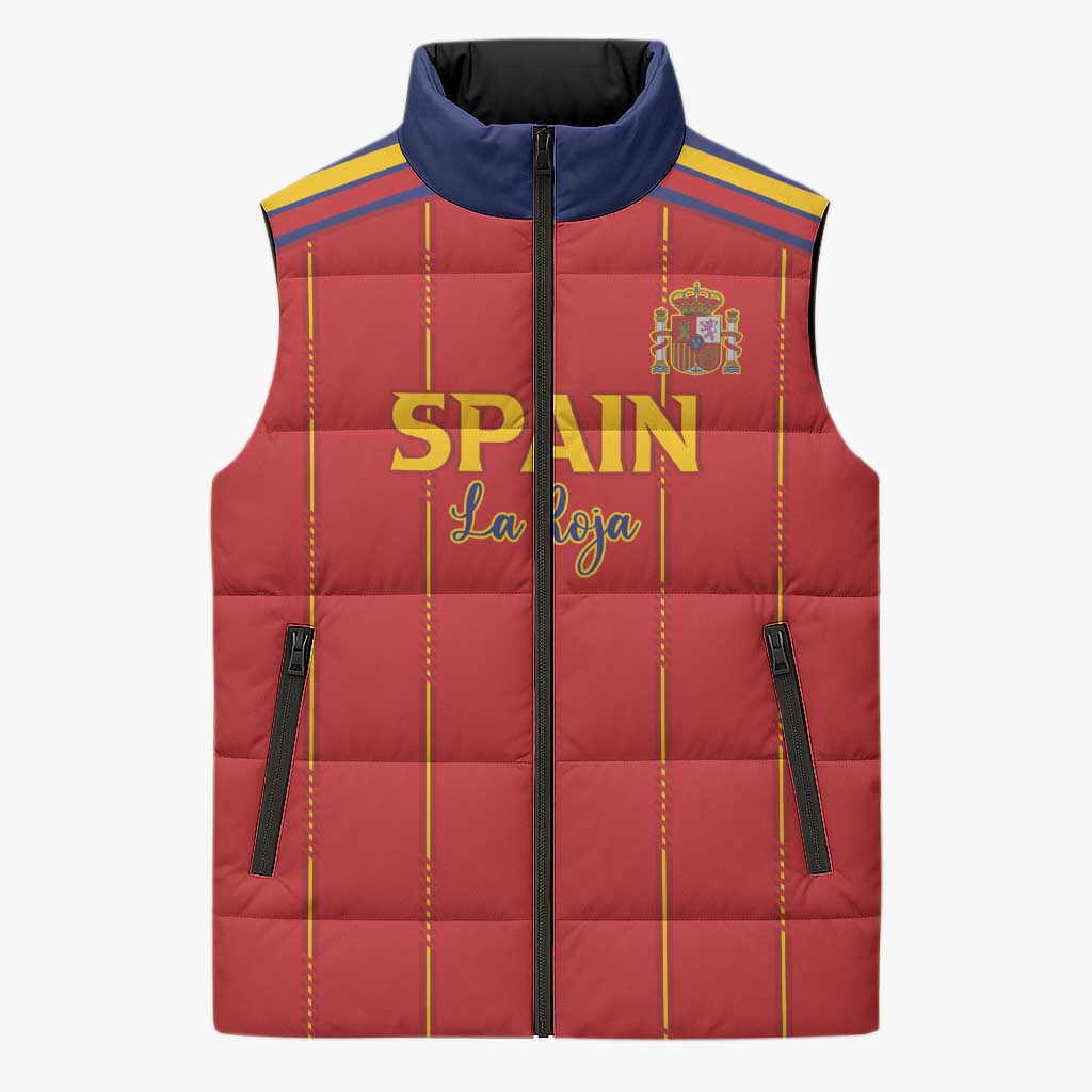 Custom Spain Football 2026 Sleeveless Puffer Jacket Go Champions La Roja - Wonder Print Shop