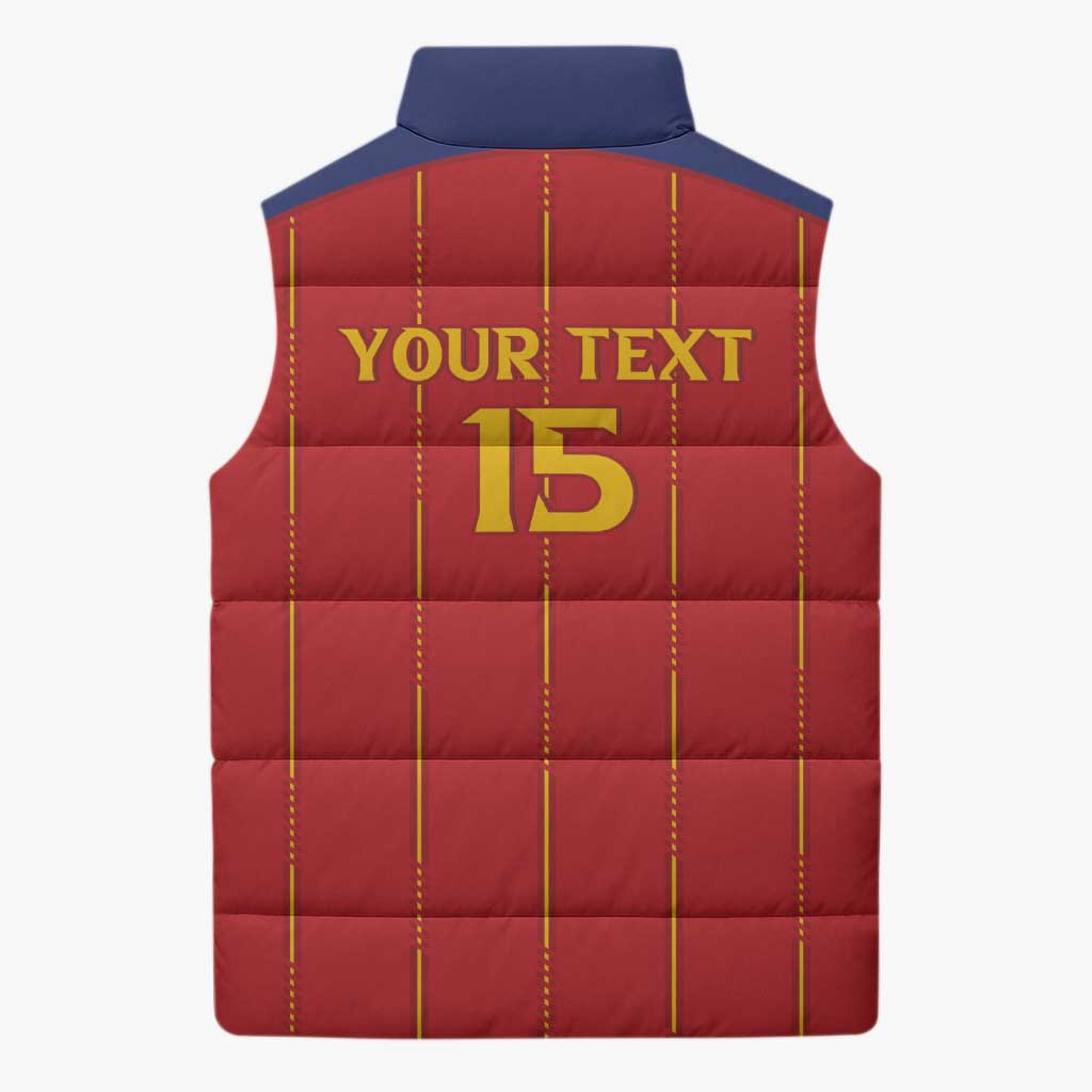 Custom Spain Football 2026 Sleeveless Puffer Jacket Go Champions La Roja - Wonder Print Shop