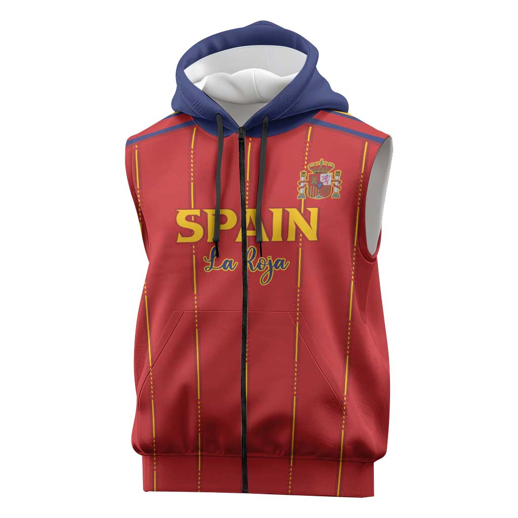 Custom Spain Football 2026 Sleeveless Zip Hoodie Go Champions La Roja - Wonder Print Shop