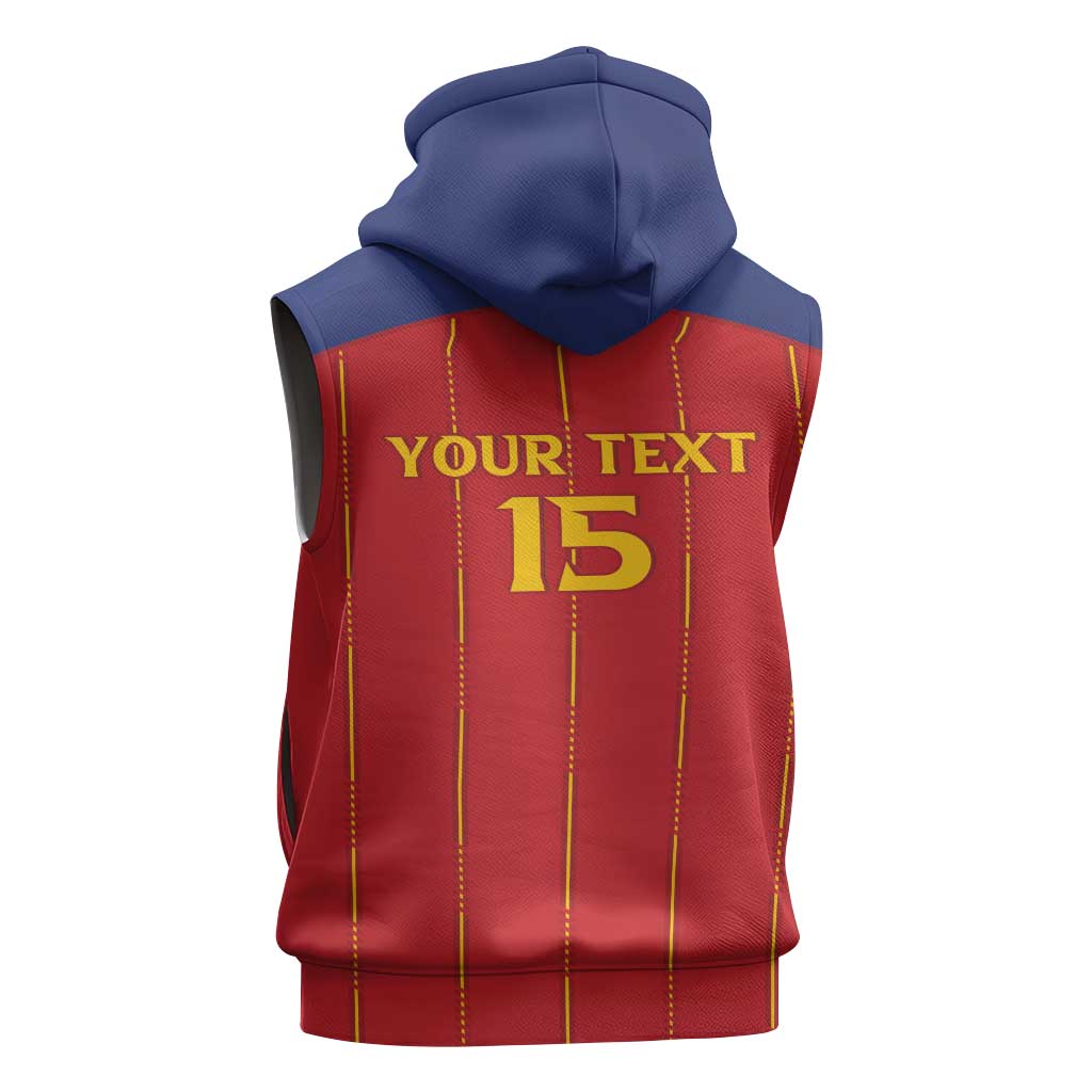 Custom Spain Football 2026 Sleeveless Zip Hoodie Go Champions La Roja - Wonder Print Shop