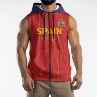 Custom Spain Football 2026 Sleeveless Zip Hoodie Go Champions La Roja - Wonder Print Shop