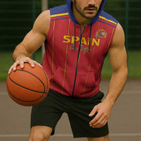 Custom Spain Football 2026 Sleeveless Zip Hoodie Go Champions La Roja - Wonder Print Shop