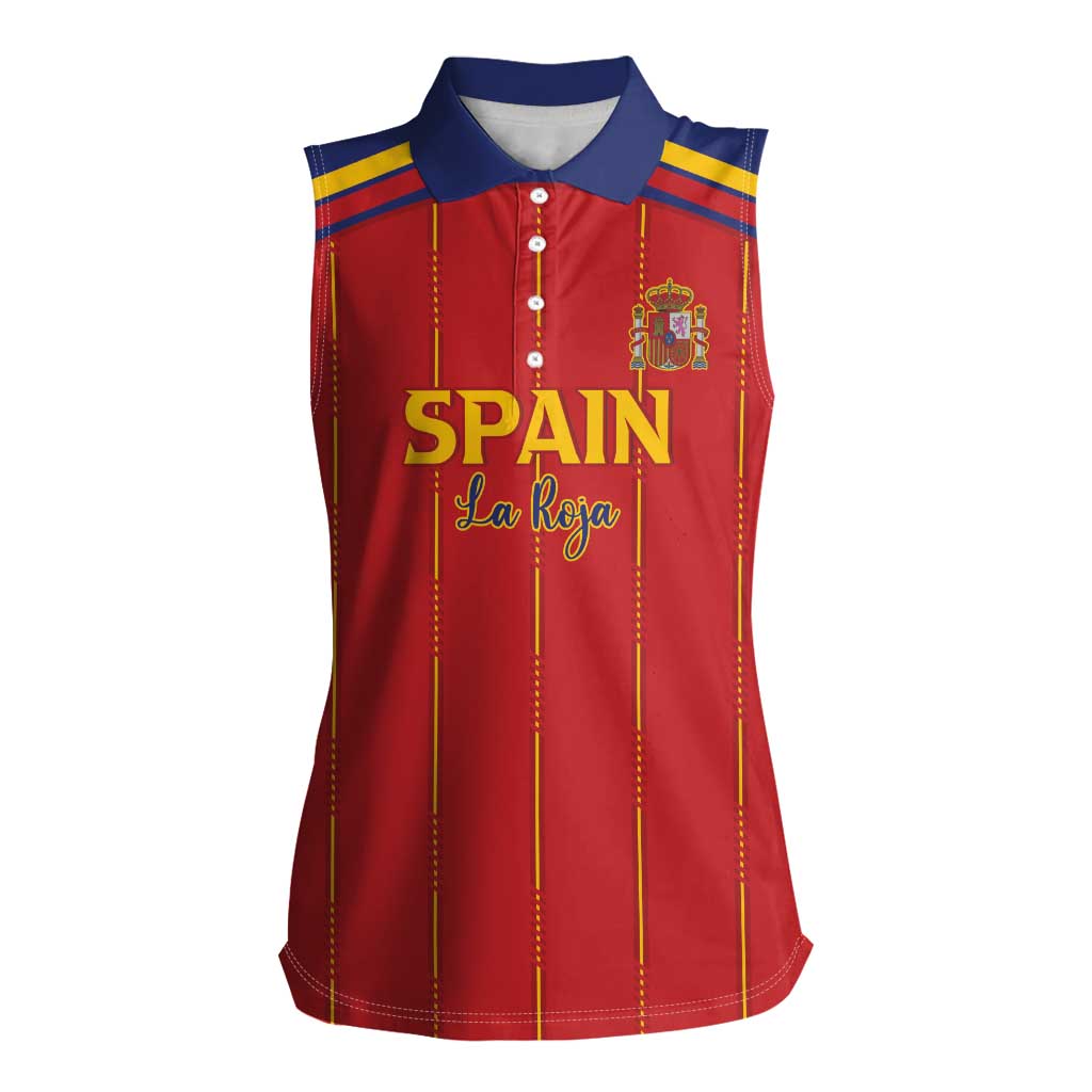 Custom Spain Football 2026 Women Sleeveless Polo Shirt Go Champions La Roja - Wonder Print Shop