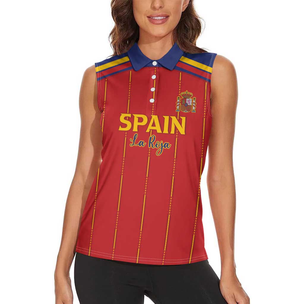 Custom Spain Football 2026 Women Sleeveless Polo Shirt Go Champions La Roja - Wonder Print Shop
