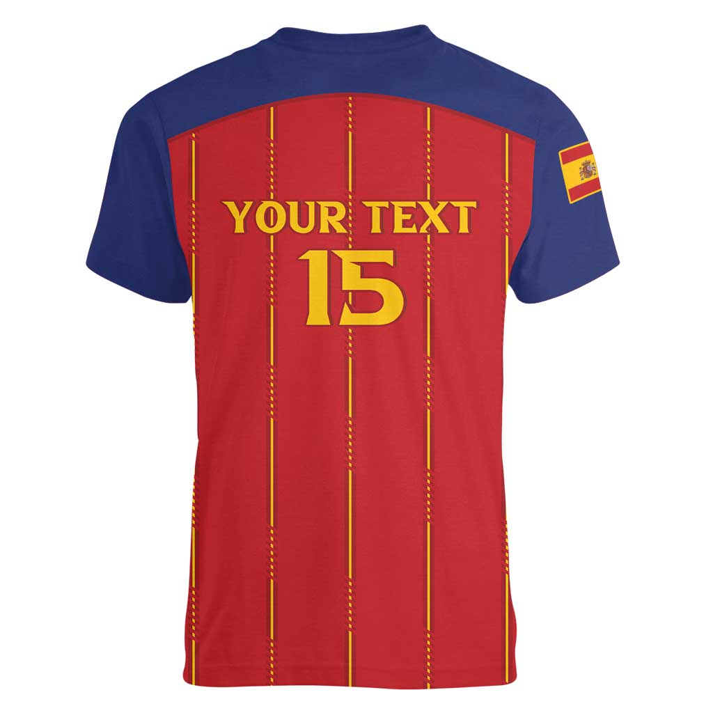 Custom Spain Football 2026 Women V-Neck T-Shirt Go Champions La Roja - Wonder Print Shop