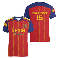 Custom Spain Football 2026 Women V-Neck T-Shirt Go Champions La Roja - Wonder Print Shop