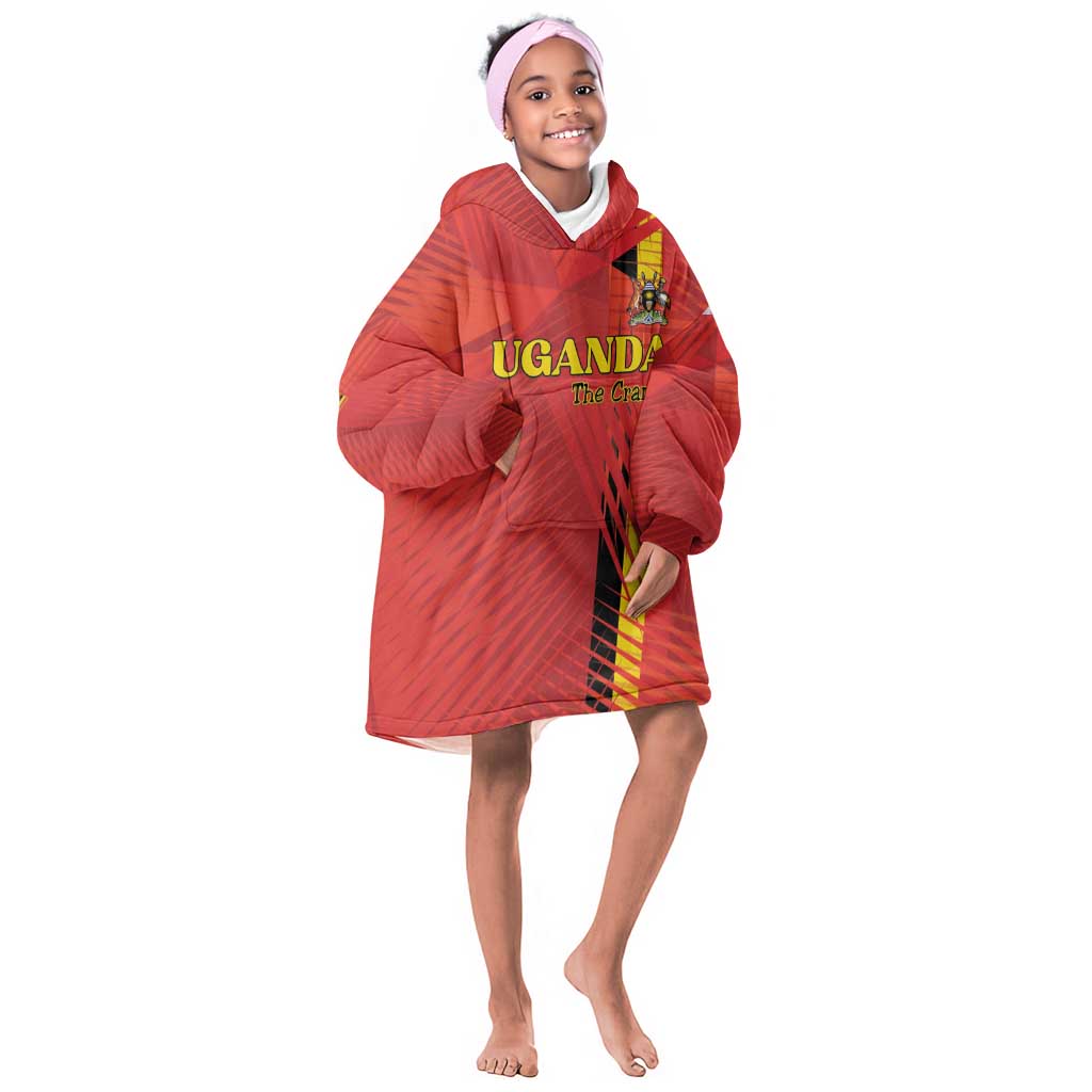 Custom Uganda Football Kid Wearable Blanket Hoodie Go Champions Cranes - Wonder Print Shop