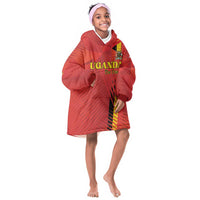 Custom Uganda Football Kid Wearable Blanket Hoodie Go Champions Cranes - Wonder Print Shop