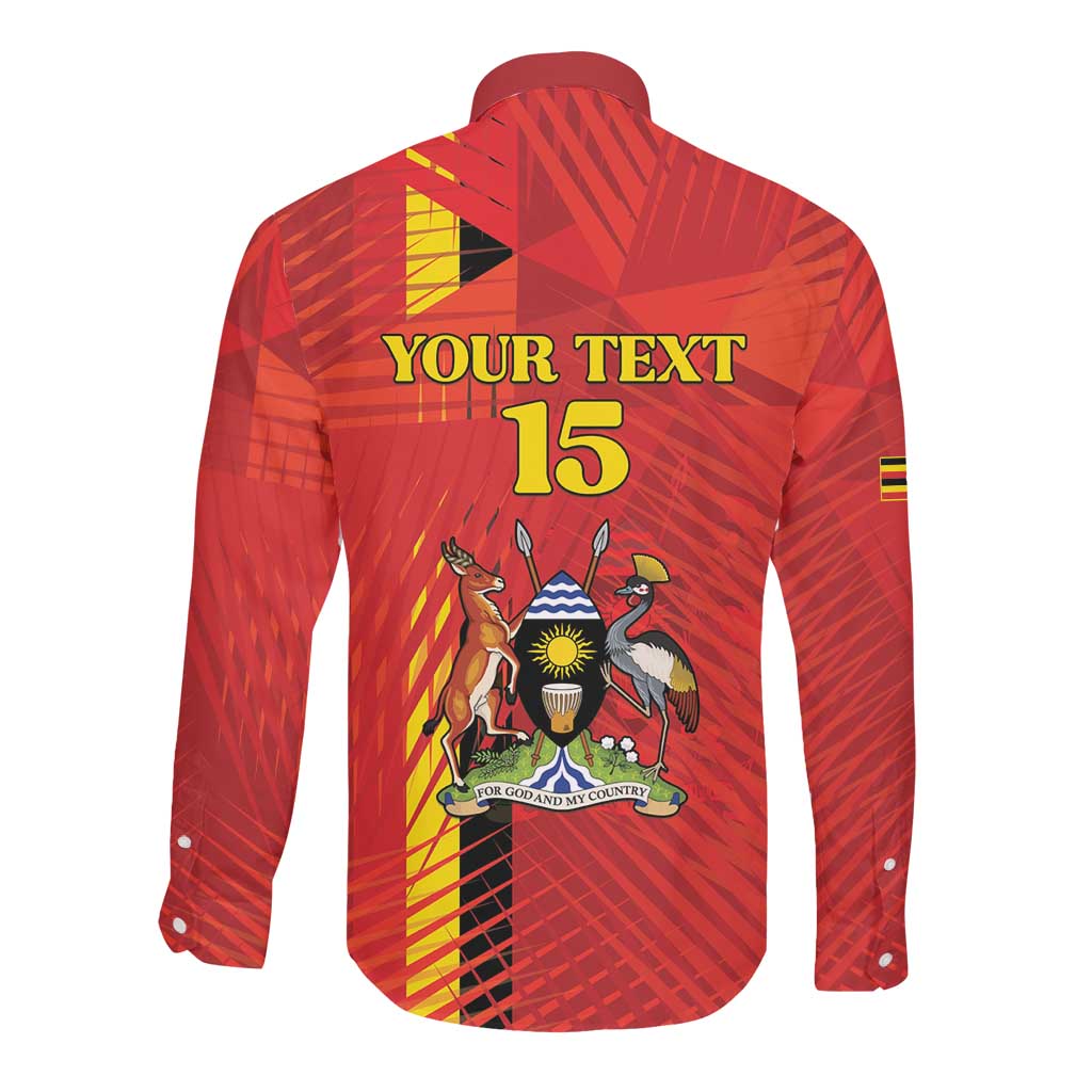 Custom Uganda Football Long Sleeve Button Shirt Go Champions Cranes - Wonder Print Shop
