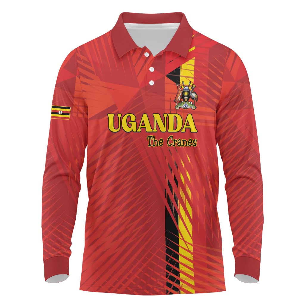 Custom Uganda Football Long Sleeve Polo Shirt Go Champions Cranes - Wonder Print Shop
