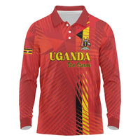 Custom Uganda Football Long Sleeve Polo Shirt Go Champions Cranes - Wonder Print Shop