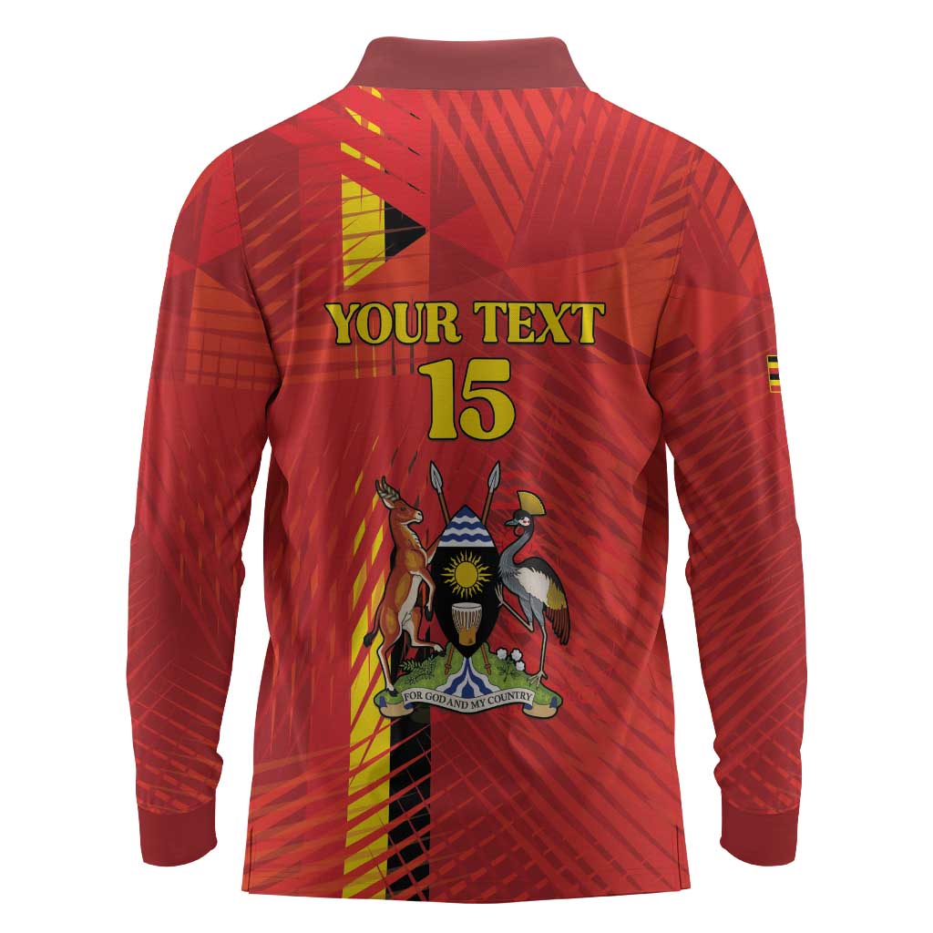 Custom Uganda Football Long Sleeve Polo Shirt Go Champions Cranes - Wonder Print Shop