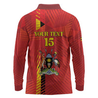 Custom Uganda Football Long Sleeve Polo Shirt Go Champions Cranes - Wonder Print Shop