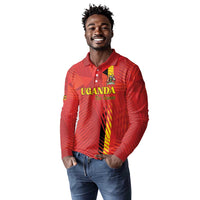 Custom Uganda Football Long Sleeve Polo Shirt Go Champions Cranes - Wonder Print Shop