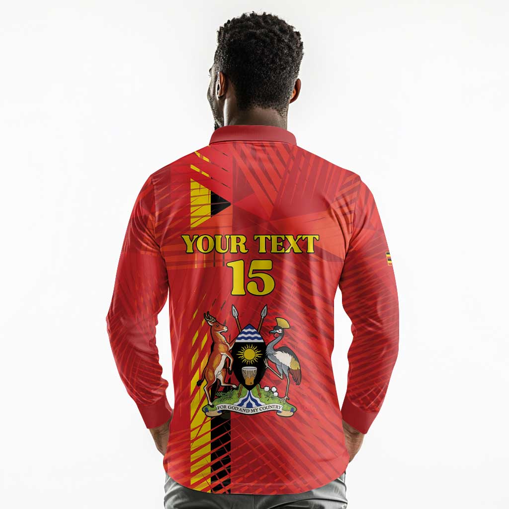 Custom Uganda Football Long Sleeve Polo Shirt Go Champions Cranes - Wonder Print Shop