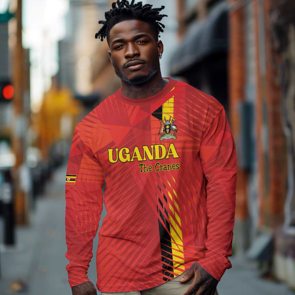 Custom Uganda Football Long Sleeve Shirt Go Champions Cranes - Wonder Print Shop