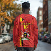 Custom Uganda Football Long Sleeve Shirt Go Champions Cranes - Wonder Print Shop
