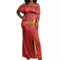 Custom Uganda Football Off Shoulder Maxi Dress Go Champions Cranes - Wonder Print Shop