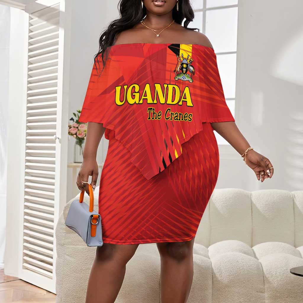 Custom Uganda Football Off Shoulder Short Dress Go Champions Cranes - Wonder Print Shop