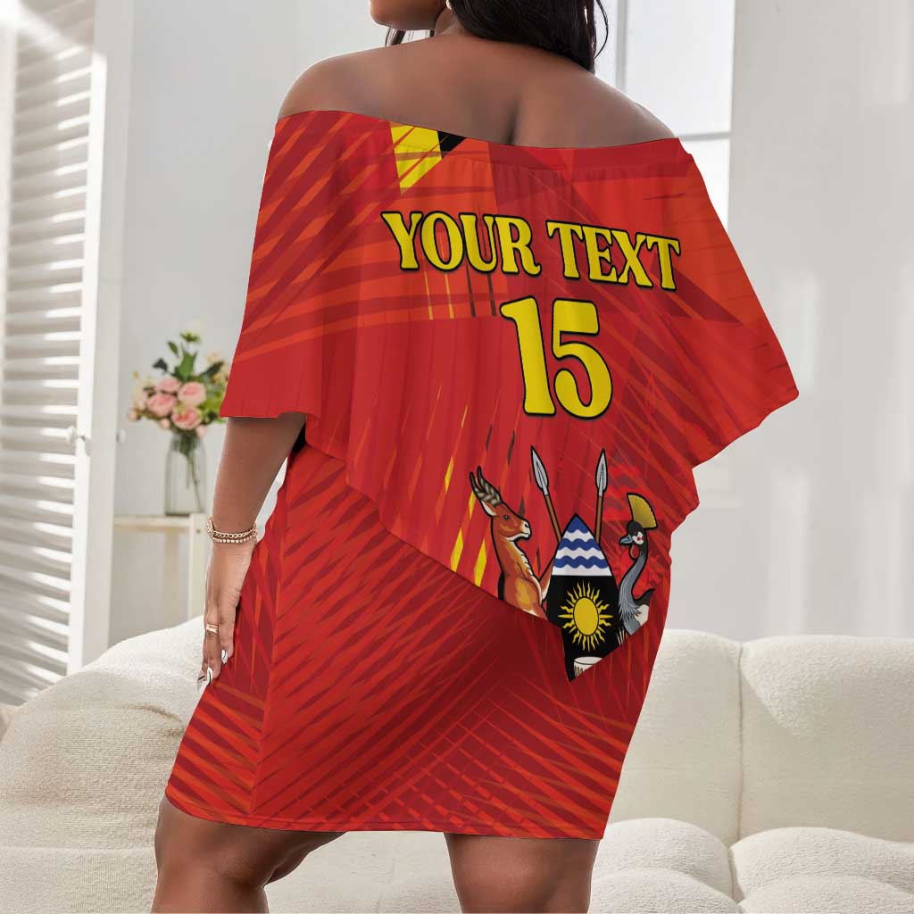 Custom Uganda Football Off Shoulder Short Dress Go Champions Cranes - Wonder Print Shop