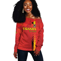 Custom Uganda Football Off Shoulder Sweater Go Champions Cranes - Wonder Print Shop