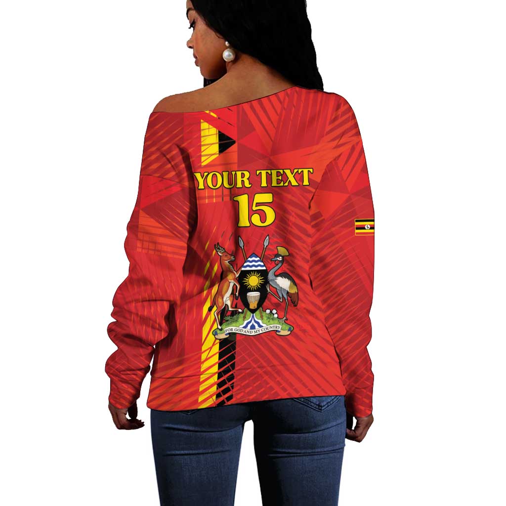 Custom Uganda Football Off Shoulder Sweater Go Champions Cranes - Wonder Print Shop