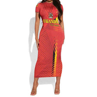 Custom Uganda Football Short Sleeve Bodycon Dress Go Champions Cranes LT15