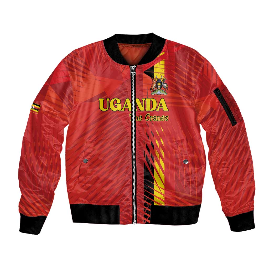 Custom Uganda Football Sleeve Zip Bomber Jacket Go Champions Cranes - Wonder Print Shop