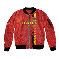 Custom Uganda Football Sleeve Zip Bomber Jacket Go Champions Cranes - Wonder Print Shop