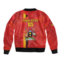 Custom Uganda Football Sleeve Zip Bomber Jacket Go Champions Cranes - Wonder Print Shop