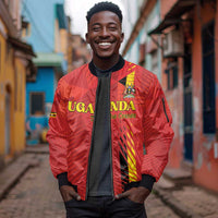 Custom Uganda Football Sleeve Zip Bomber Jacket Go Champions Cranes - Wonder Print Shop