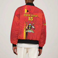 Custom Uganda Football Sleeve Zip Bomber Jacket Go Champions Cranes - Wonder Print Shop