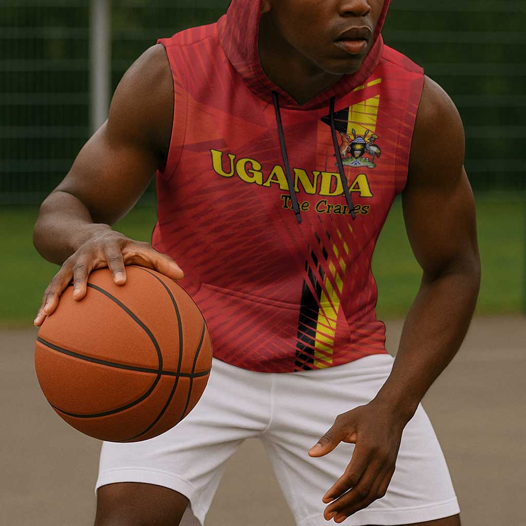 Custom Uganda Football Sleeveless Hoodie Go Champions Cranes - Wonder Print Shop
